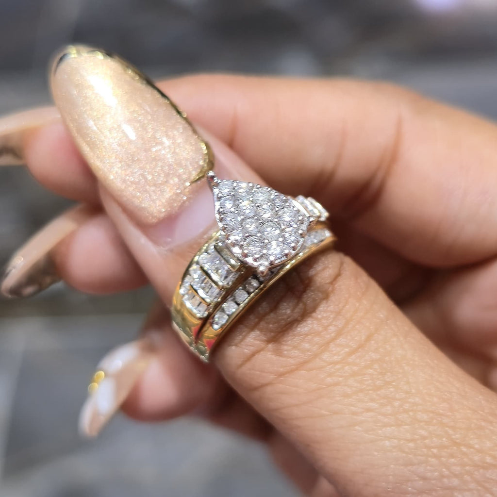10K Gold Cinderella Pear Shape Wedding Engagement Ring 0.50 CTW Natural Diamonds