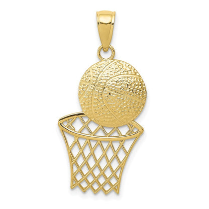 10K Solid Yellow Gold Basketball Hoop Pendant 1.2g Real Gold Charm