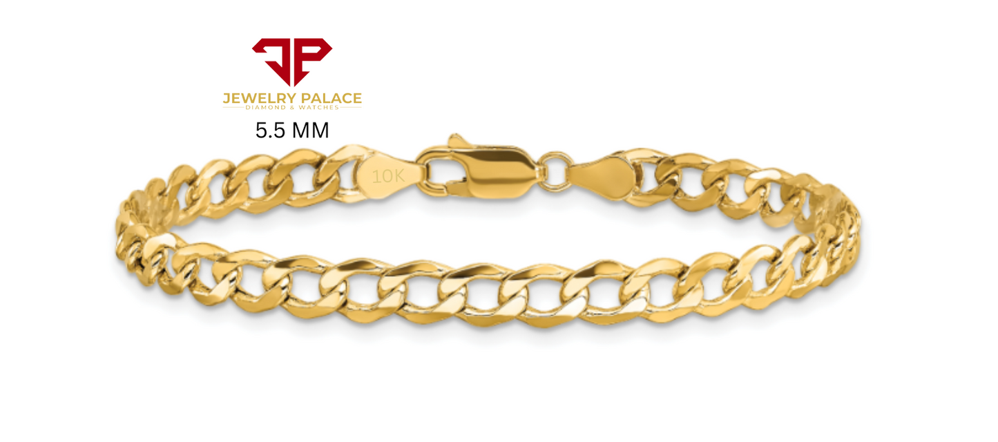 10K Yellow Gold Solid 2mm-6.5mm Curb Cuban Chain Link Necklace Bracelet 7"- 26"