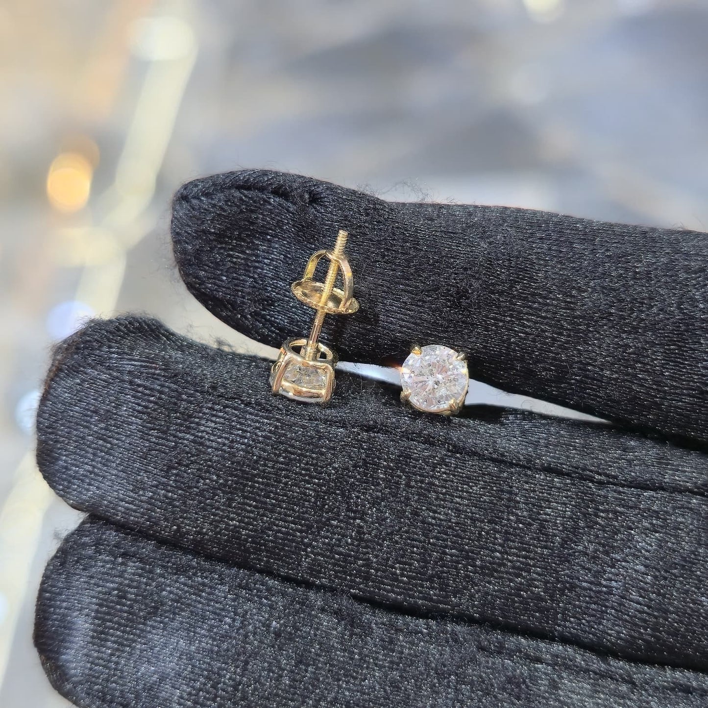 10K Gold Diamond Stud Earrings 1.50ctw Brilliant Round Cut 5mm Gifting Jewelry