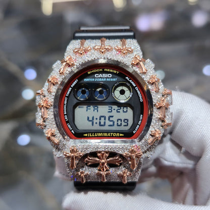 Authentic Diamond G-SHOCK DW6900TR Watch Cross Bezel | 5.00 CTW Natural Diamonds