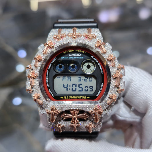 Authentic Diamond G-SHOCK DW6900TR Watch Cross Bezel | 5.00 CTW Natural Diamonds