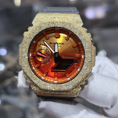 Casio G-Shock S2100  Iced Out Natural Diamond Watch 5CT | Inferno Dial