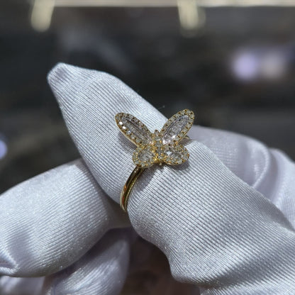10k Solid Yellow Gold Butterfly Ring  0.33 CTW Natural Diamonds Size 7