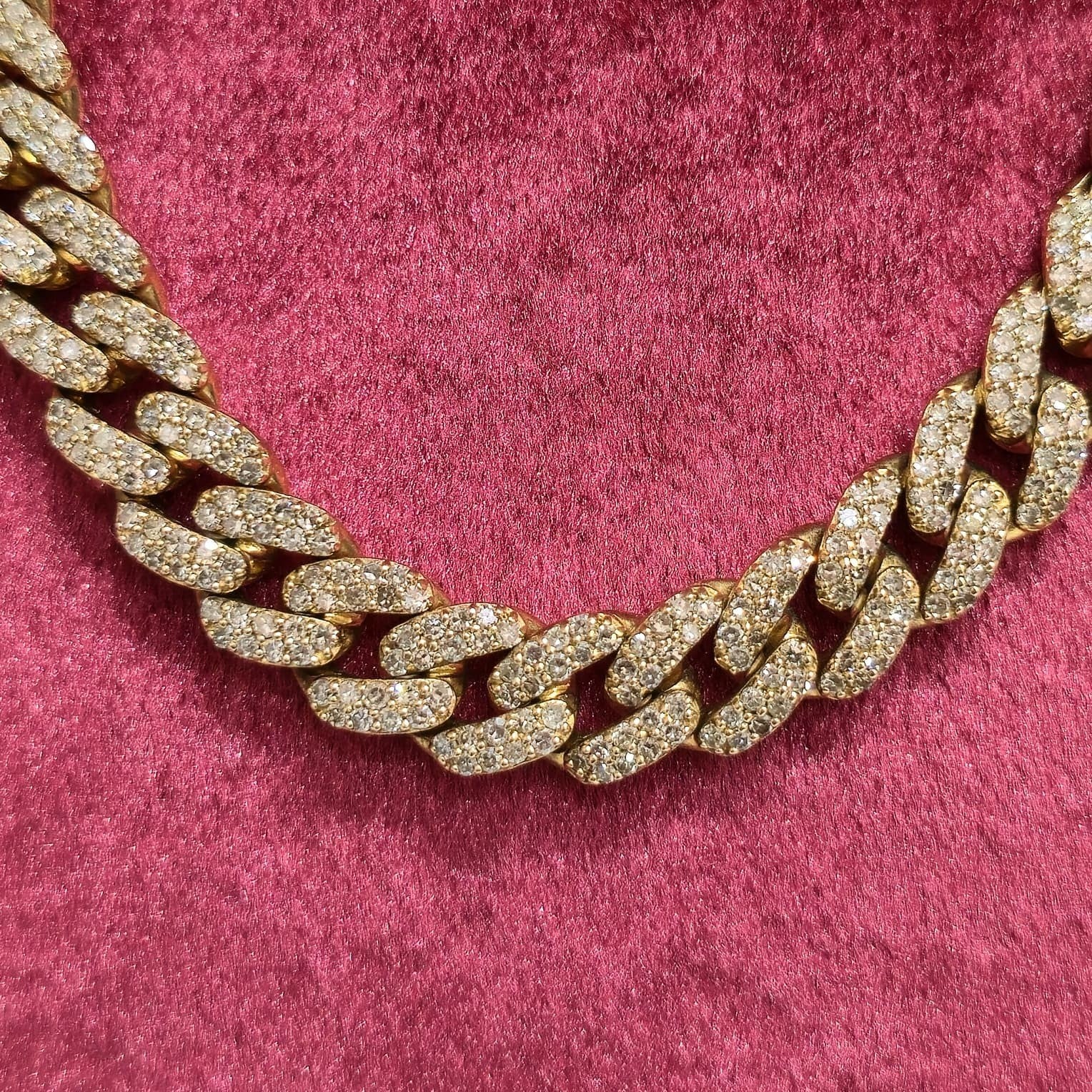 10K Yellow Gold Miami Cuban Genuine Diamond Chain Necklace 8MM 12.45 CT 22 INCH