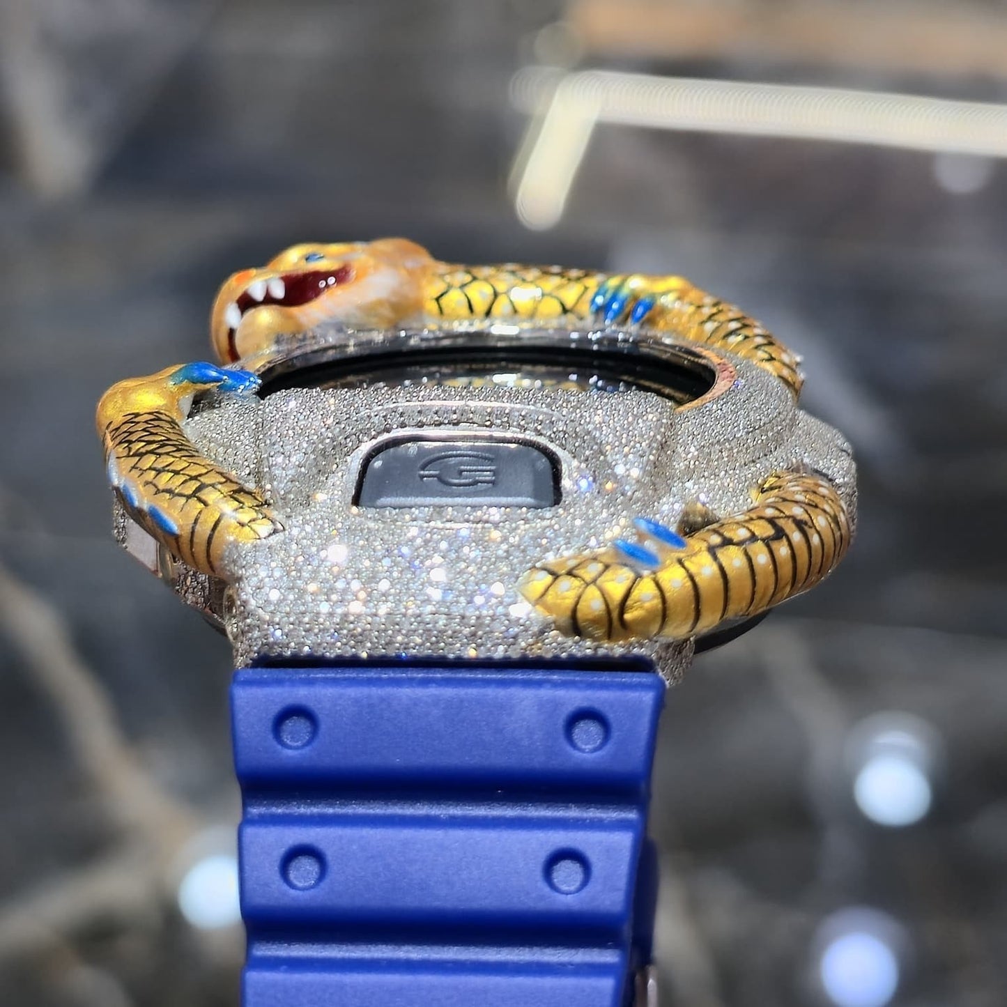 Casio G-Shock Dragon (Blue) 6900 Iced Out Diamond Watch 5 CTW