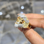 10K Yellow Gold Natural Diamond Jesus Head Ring 1.05 CTW Religious Men's Ring