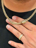 2 Row 7 CT Real Diamond Miami Cuban Link Necklace 6MM  18" 10K Gold