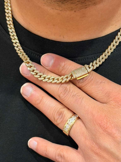 2 Row 7 CT Real Diamond Miami Cuban Link Necklace 6MM  18" 10K Gold