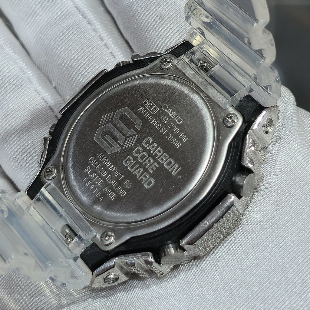 Casio G-Shock S2100  Iced Out Natural Diamond Watch 5CT | Blue Dial Clear Band