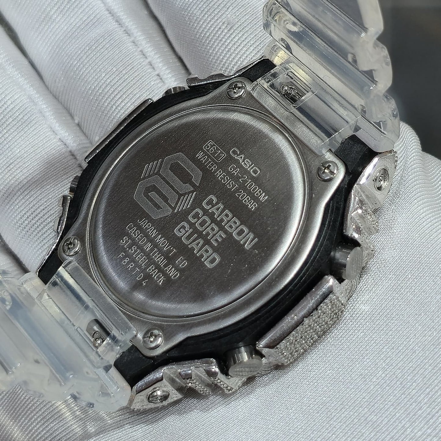 Casio G-Shock S2100  Iced Out Natural Diamond Watch 5CT | Blue Dial Clear Band