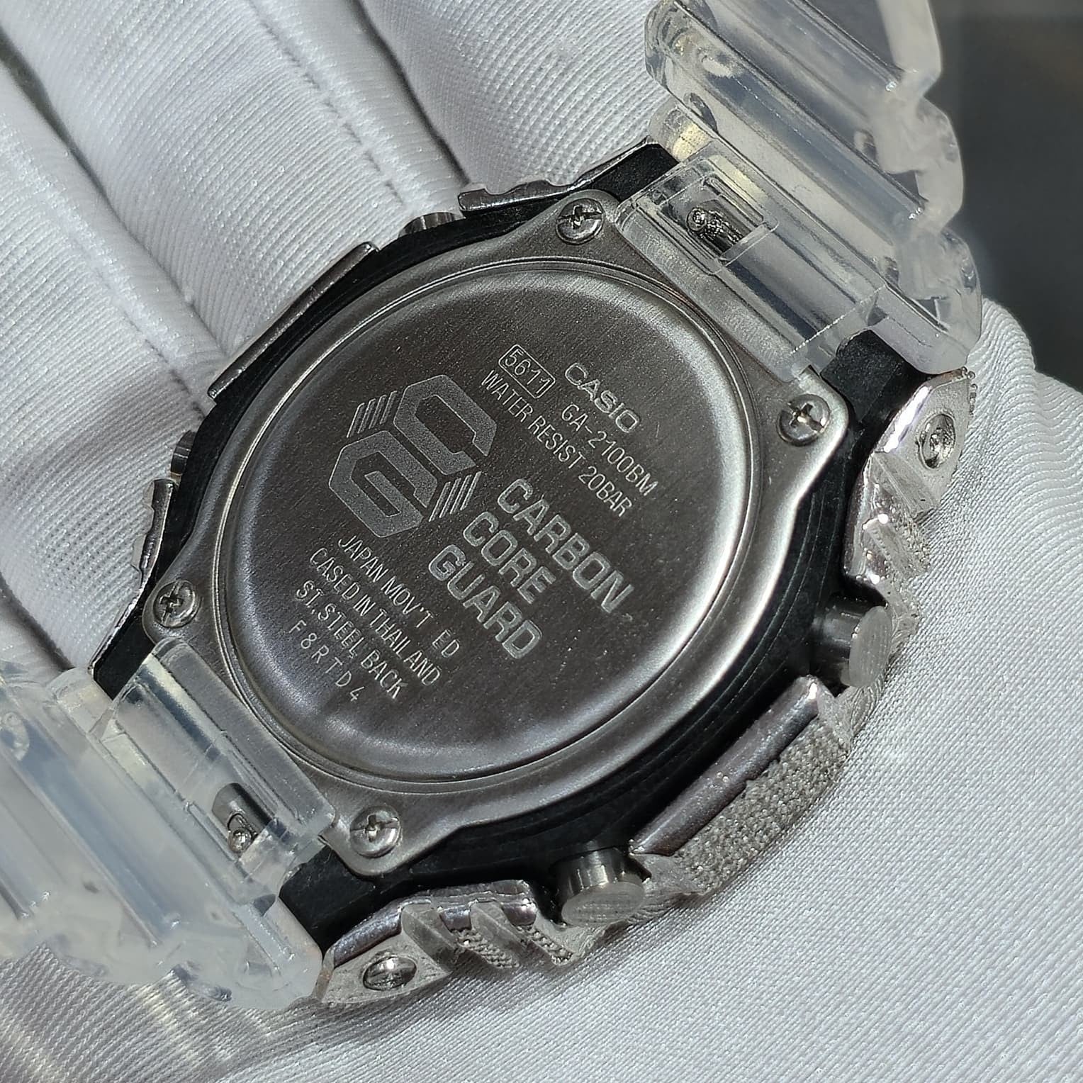 Casio G-Shock S2100  Iced Out Natural Diamond Watch 5CT | Blue Dial Clear Band