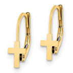 Real 14kt Yellow Gold Madi K Polished Cross Leverback Earrings
