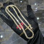 Real 10K Yellow Gold 6.03 CT Diamond Tennis Chain 22" Mens Baguette Necklace 4MM