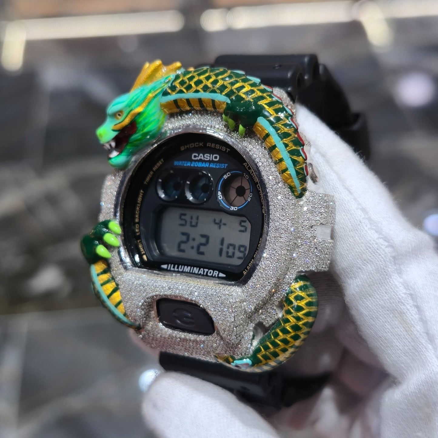 Casio G-Shock (Black) 6900 Iced Out Diamond Watch 5 CTW