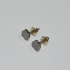 DEAL! 10K Gold Genuine Diamond Honeycomb Cluster Octagon Stud Earrings 0.17CTW