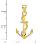 10K Yellow Gold Polished Anchor Rope Pendant 30x15mm Solid Gold 0.95g