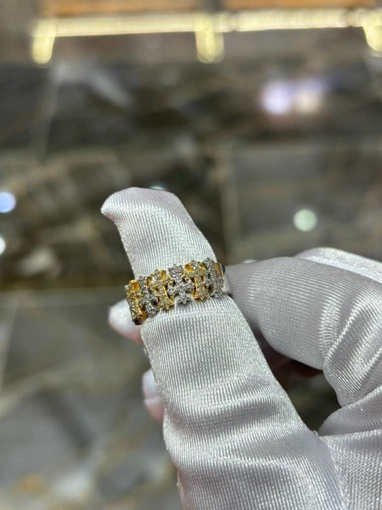 10K Yellow Gold Natural Diamond Cross Ring – 0.50 CTW Religious Band