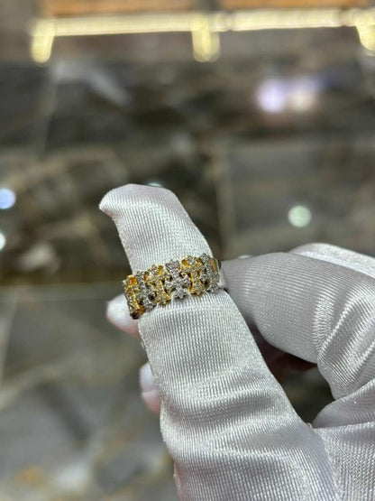 10K Yellow Gold Natural Diamond Cross Ring – 0.50 CTW Religious Band
