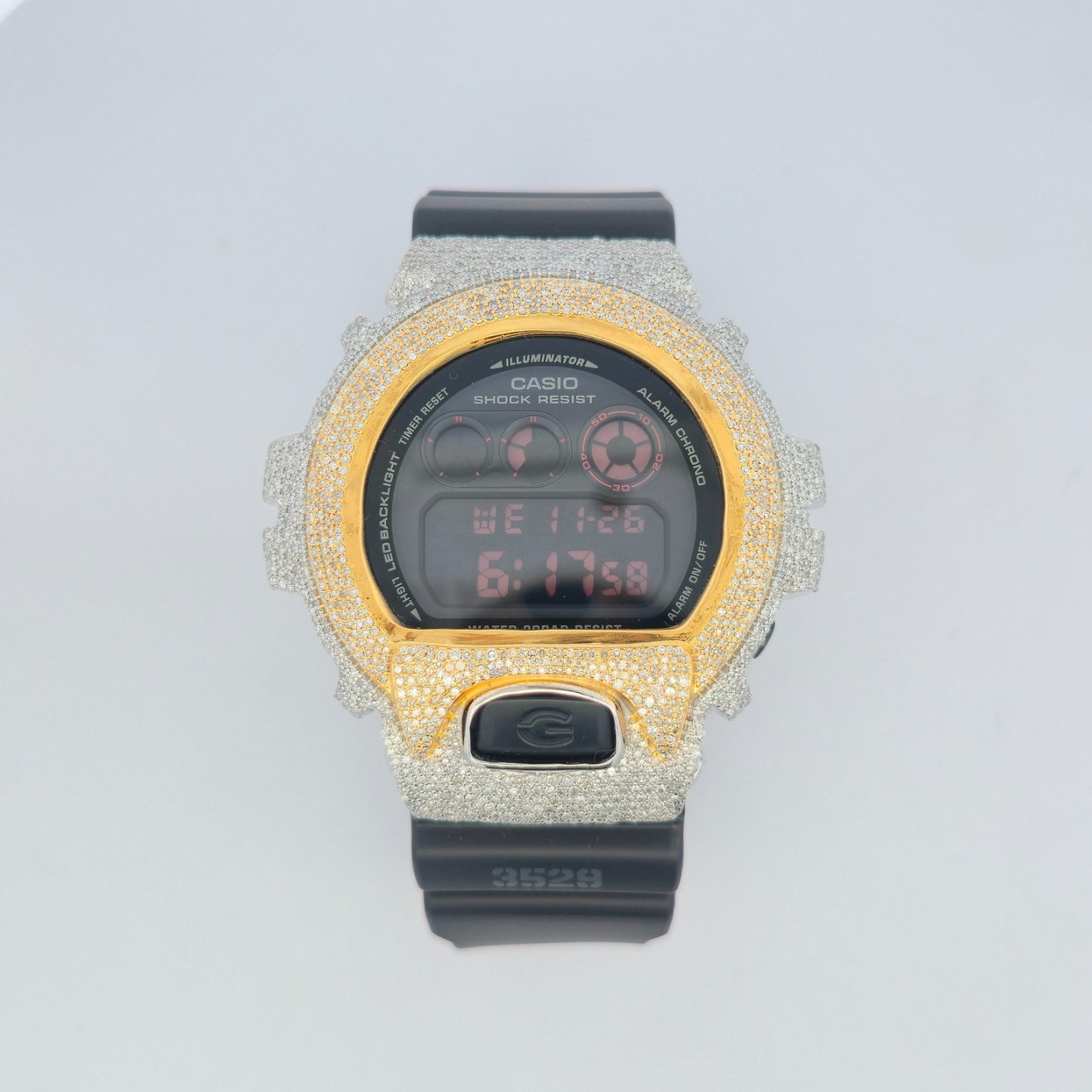 Casio G-Shock 6900 TwoTone Iced Out Natural Diamond Watch 5CT