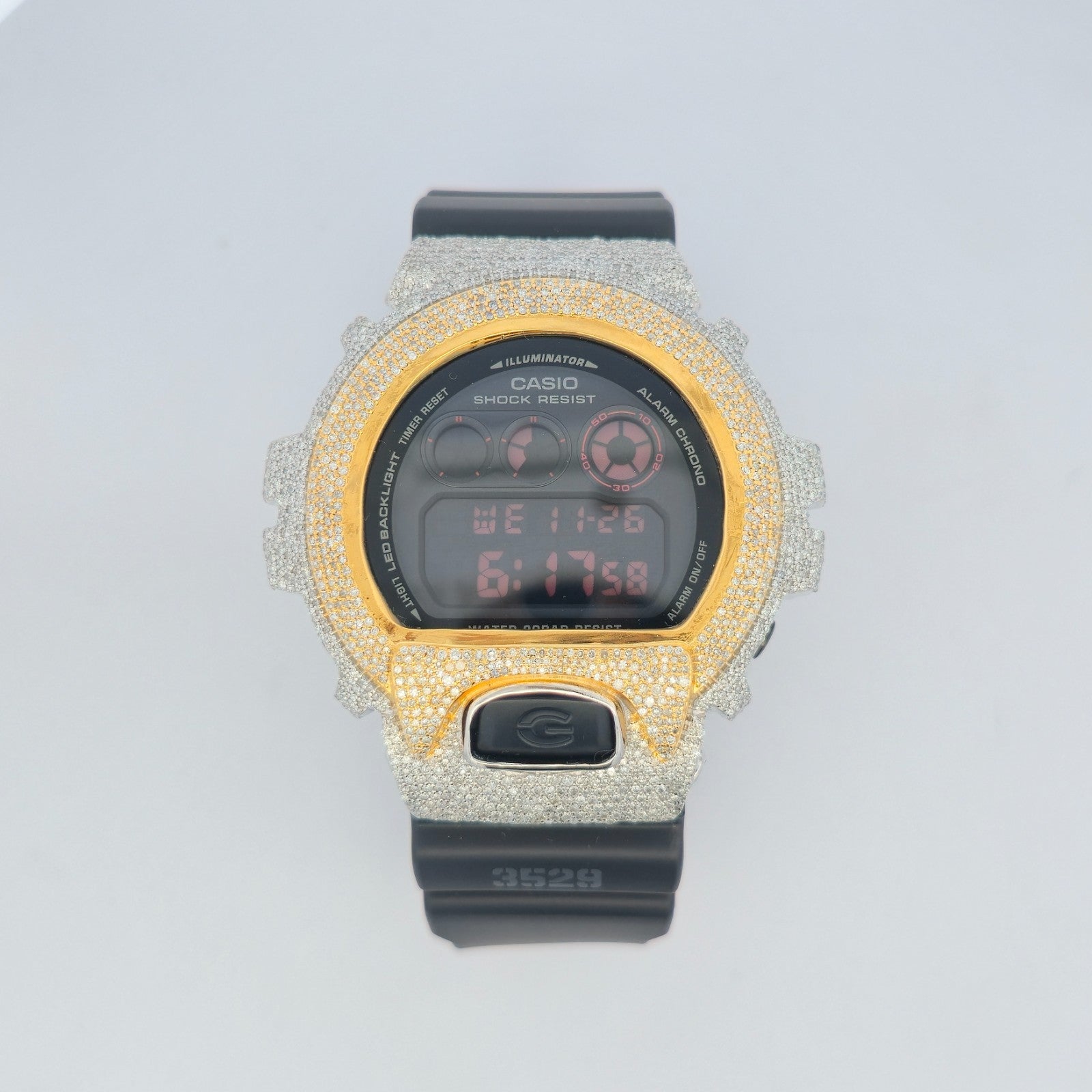 Casio G-Shock 6900 TwoTone Iced Out Natural Diamond Watch 5CT