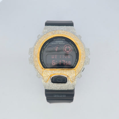 Casio G-Shock 6900 TwoTone Iced Out Natural Diamond Watch 5CT