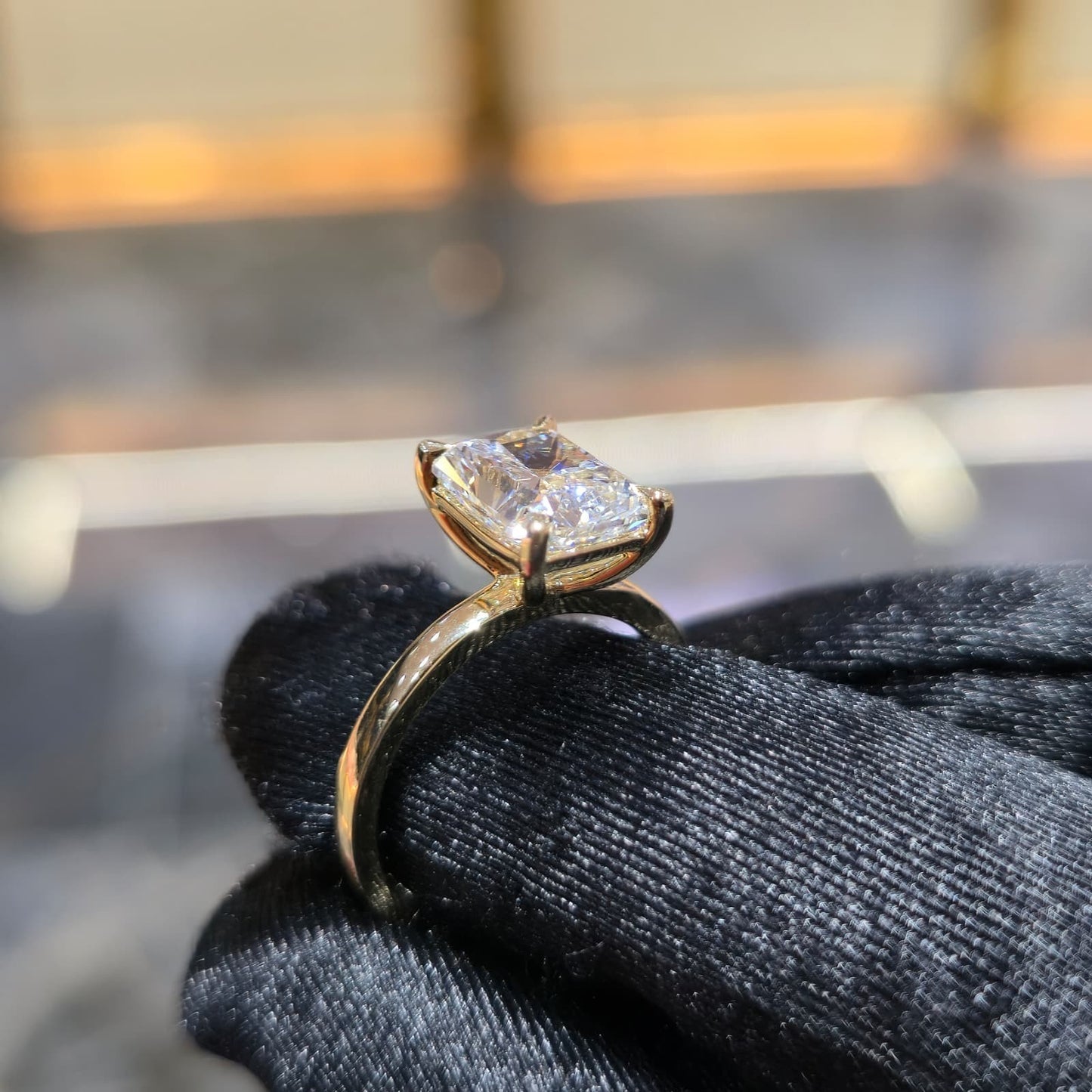 14K Gold 3.01ctw Lab Grown Diamond Radiant Ring F VS2 Solitaire Jewelry Palace