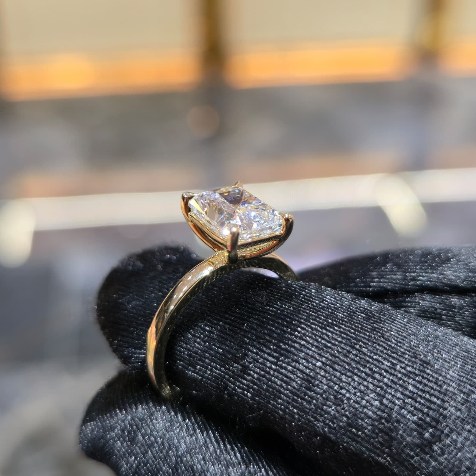 14K Gold 3.01ctw Lab Grown Diamond Radiant Ring F VS2 Solitaire Jewelry Palace