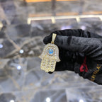 10K Yellow Gold Diamond Hamsa Hand Pendant 4.50ctw GH SI 12.97 grams 2 inches