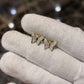 0.12CTW Natural Diamond 10K Gold Yellow White Butterfly Stud Earrings 9mm