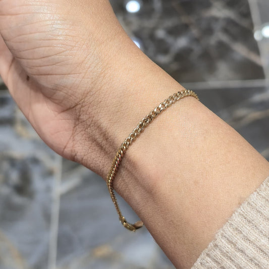 3mm Miami Cuban Link Bracelet 10K Yellow Gold 8" Real Gold Lobster Clasp Unisex