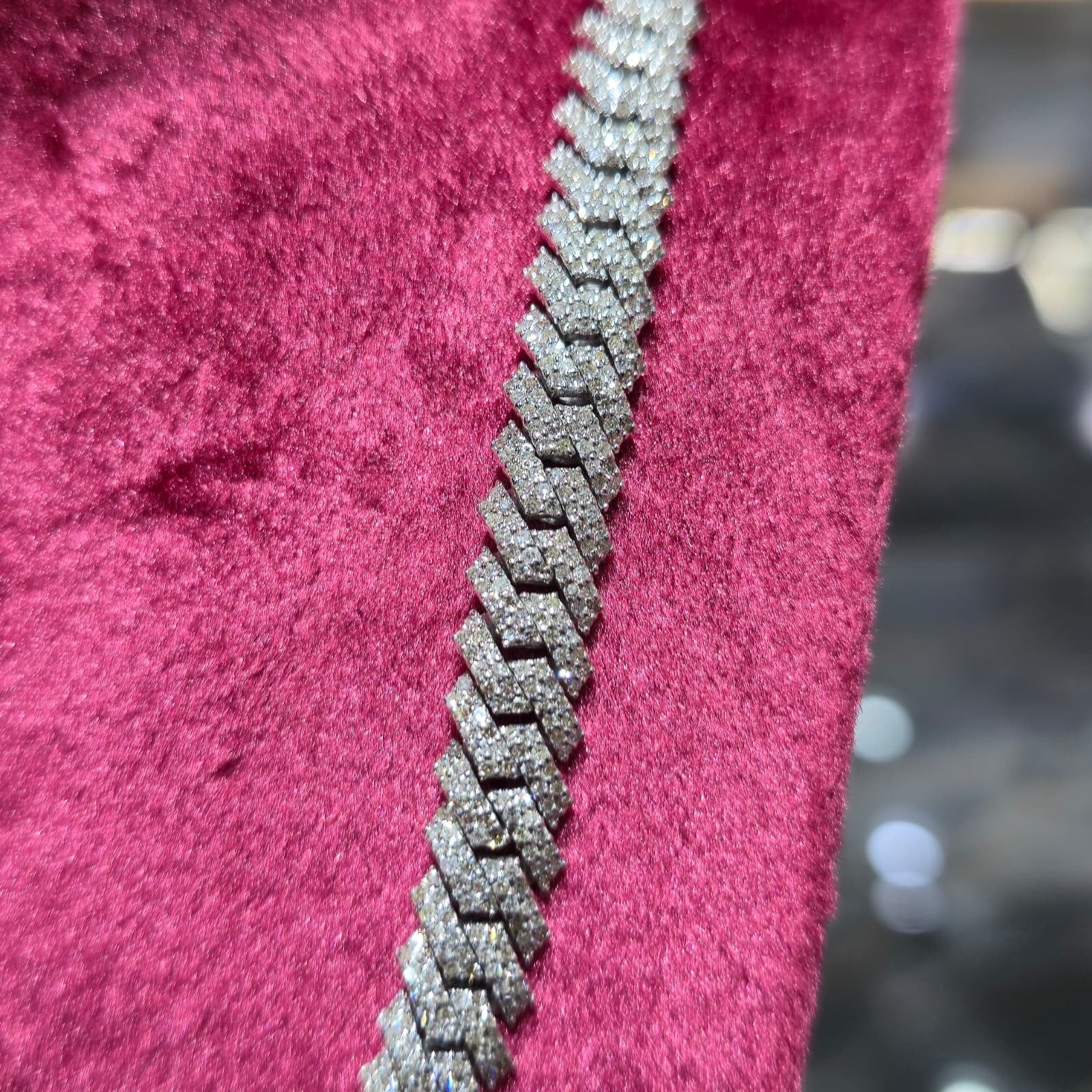Mens Natural Diamond 8mmx22" 12.9ct Tight Miami Cuban link chain Real 925 Silver