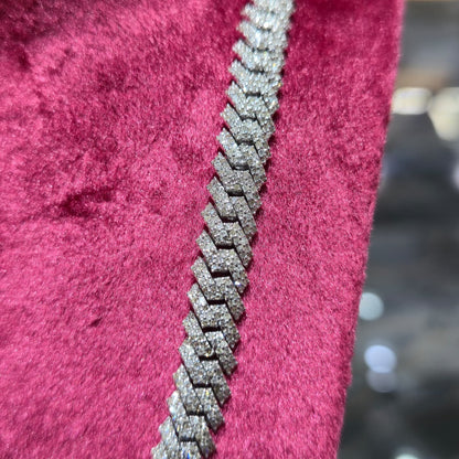 Mens Natural Diamond 8mmx22" 12.9ct Tight Miami Cuban link chain Real 925 Silver