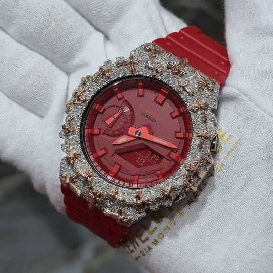 Diamond G-SHOCK GA2100 Watch Cross Bezel | 5.00 CTW Natural Diamonds