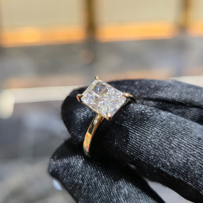 14K Gold 3.01ctw Lab Grown Diamond Radiant Ring F VS2 Solitaire Jewelry Palace