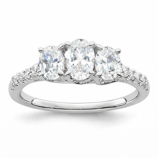 2.25 Ct Round 14K White Gold 3-Stone Created Diamond Engagement Wedding Ring