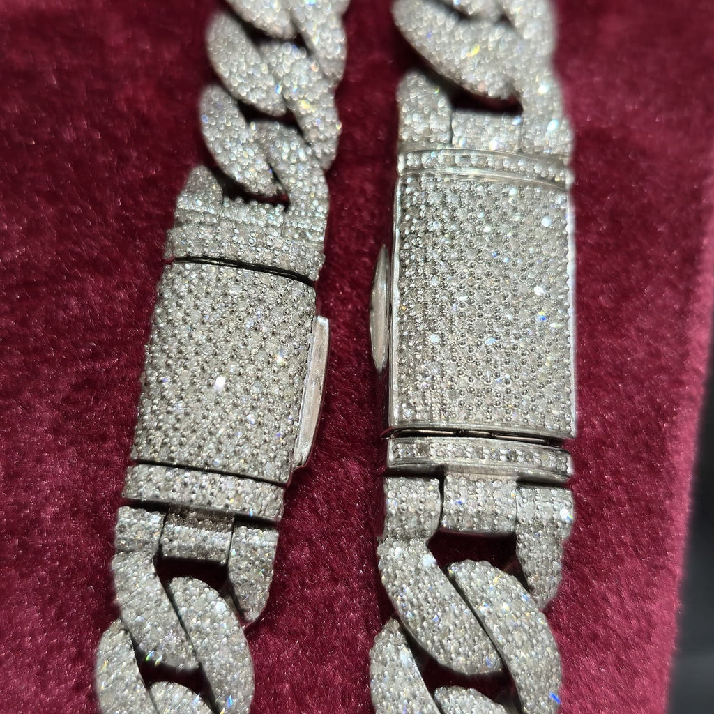 Natural Diamond Miami Cuban Chain 10MM 12MM 17.78-22.20CT 925 Silver