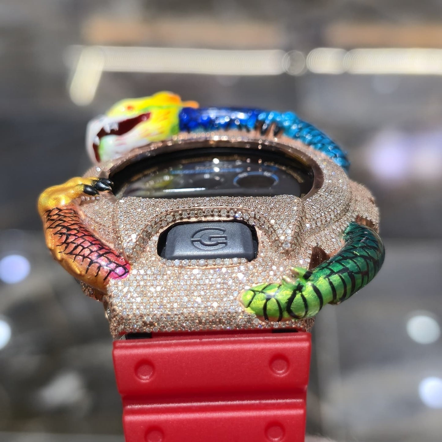 Casio G-Shock (RED) 6900 Iced Out Diamond Watch 5 CTW
