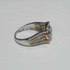 DEAL! 1.00CT Diamond Cluster Halo Ring 10K TwoTone Yellow White Gold Split Shank