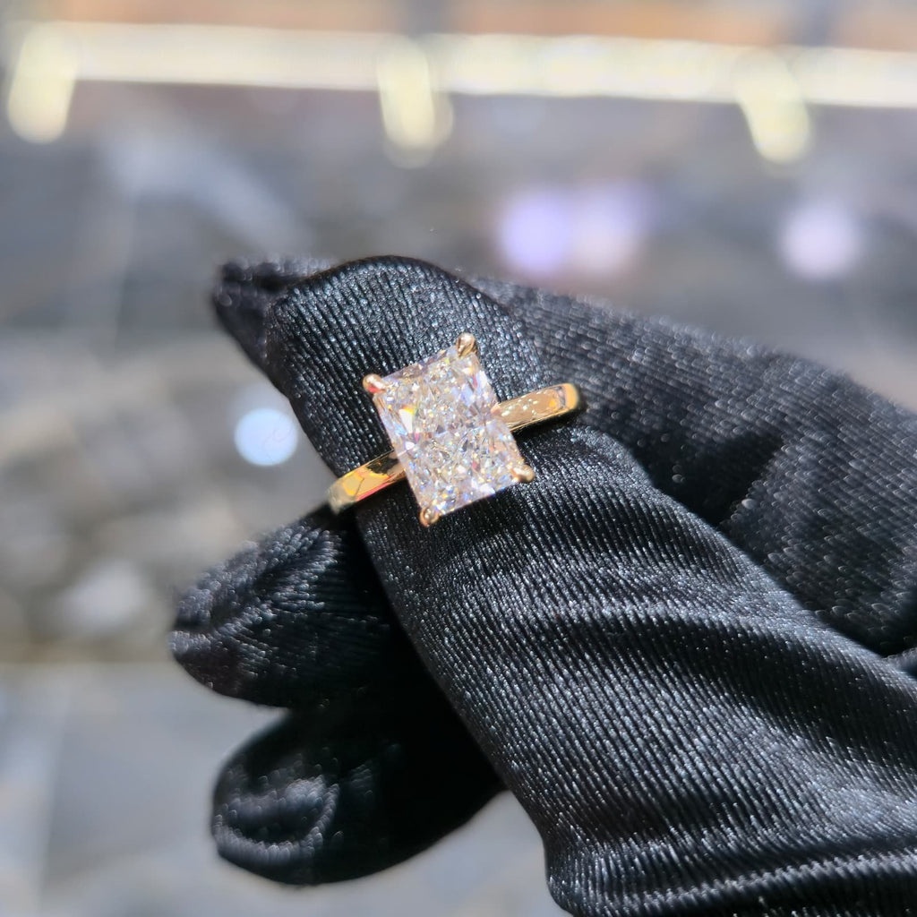 14K Gold 3.01ctw Lab Grown Diamond Radiant Ring F VS2 Solitaire Jewelry Palace