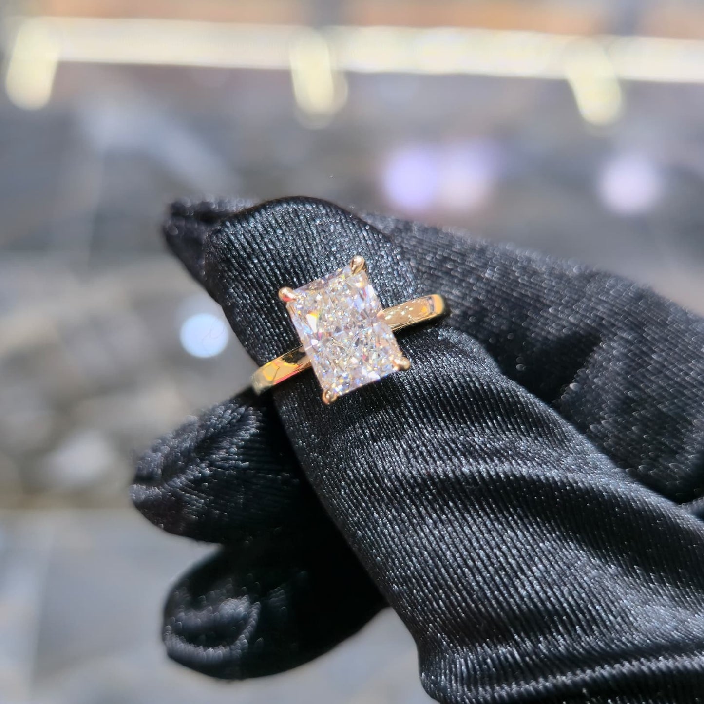 14K Gold 3.01ctw Lab Grown Diamond Radiant Ring F VS2 Solitaire Jewelry Palace