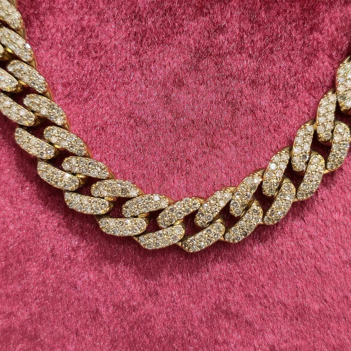 10K Yellow Gold Miami Cuban Genuine Diamond Chain Necklace 8MM 12.45 CT 22 INCH