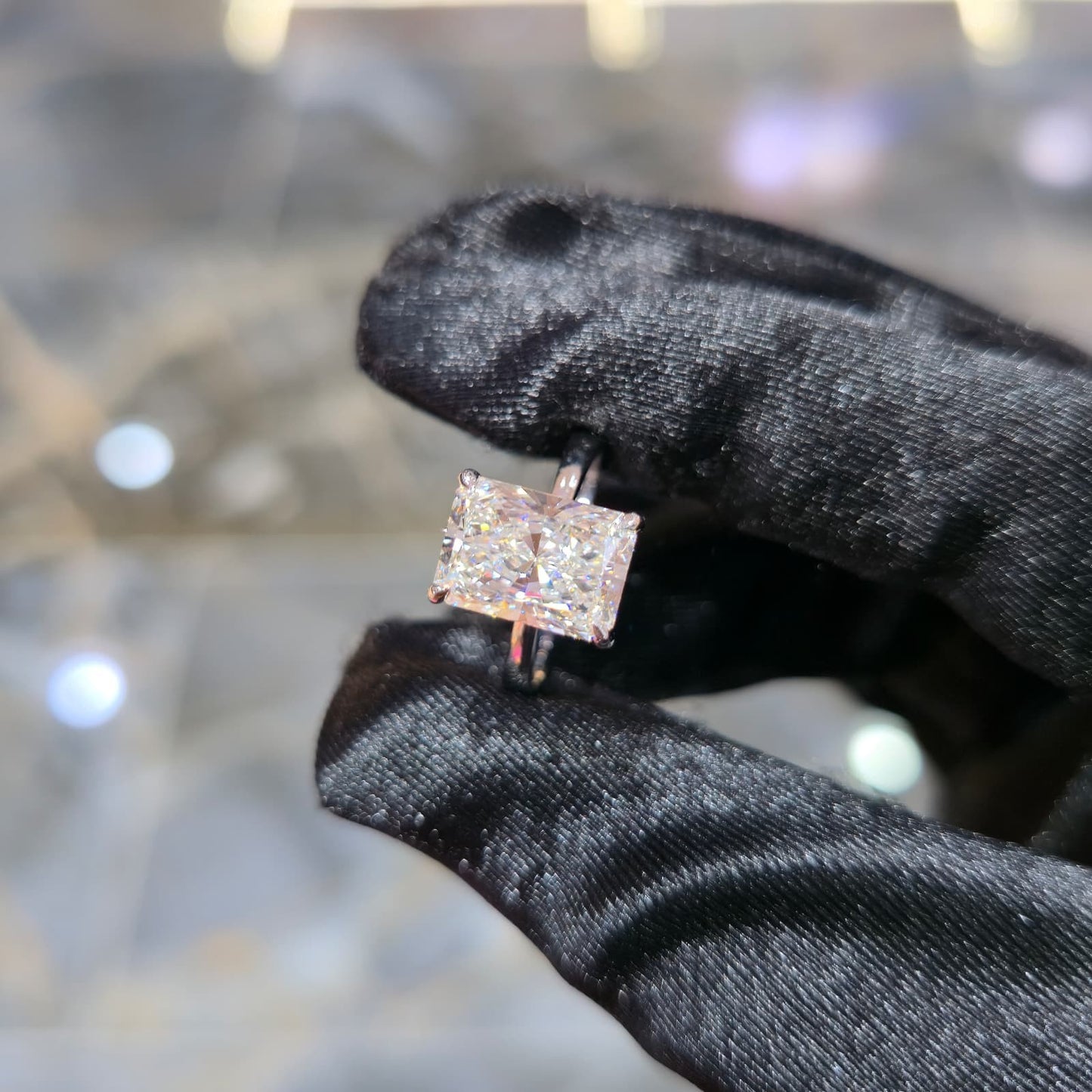 14K Gold 4.34ctw Lab Grown Diamond Radiant Ring E VS1 4.25ct Center Solitaire