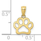 Real 10kt Yellow Gold Dog Paw Pendant