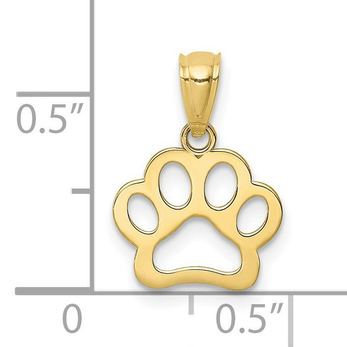 Real 10kt Yellow Gold Dog Paw Pendant