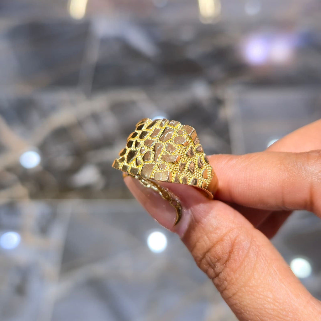 Extra Large Square Dome Nugget Ring Solid Real 10K Yellow Gold All Sizes