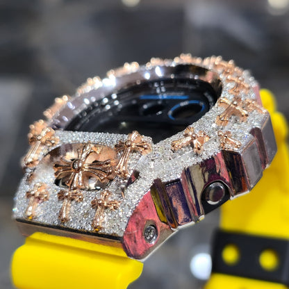 Authentic Diamond G-SHOCK DW6900TR Watch Cross Bezel | 5.00 CTW Natural Diamonds