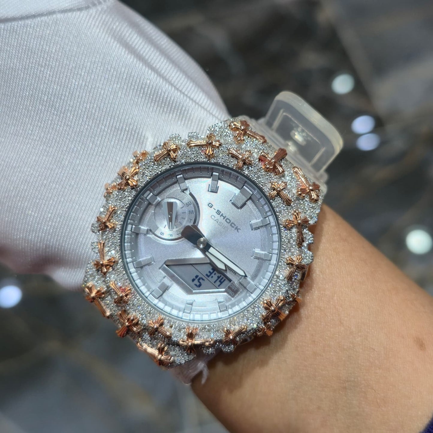 Authentic Diamond G-SHOCK DW6900TR Watch Cross Bezel | 5.00 CTW Natural Diamonds