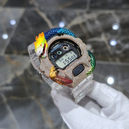 Casio G-Shock Dragon (Clear) 6900 Iced Out Diamond Watch 5 CTW