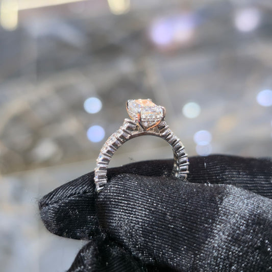 Silver Lab Grown Diamond Radiant Ring 1.50ct Center 3.00ctw Total